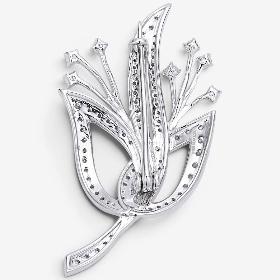 Image 130559_ALTMORE1.jpg, Product 130-559 / Price $399.99, EVERA Diamonds Sterling Silver Rhodium Plate 1.04ctw Diamond Flower Brooch from Evera Diamonds on TSC.ca's Jewellery department