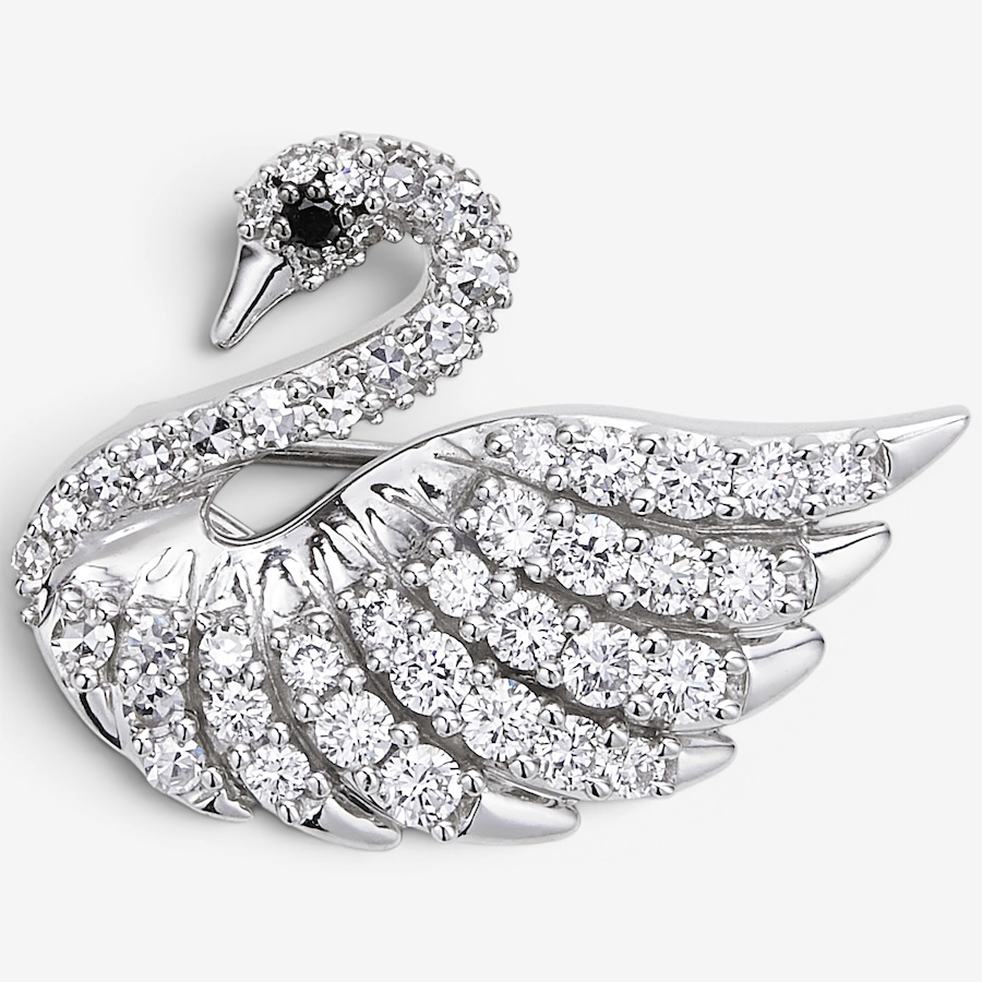 Image 130561.jpg, Product 130-561 / Price $499.99, EVERA Diamonds Sterling Silver Rhodium Plate 1.50ctw Diamond Swan Brooch from Evera Diamonds on TSC.ca's Jewellery department