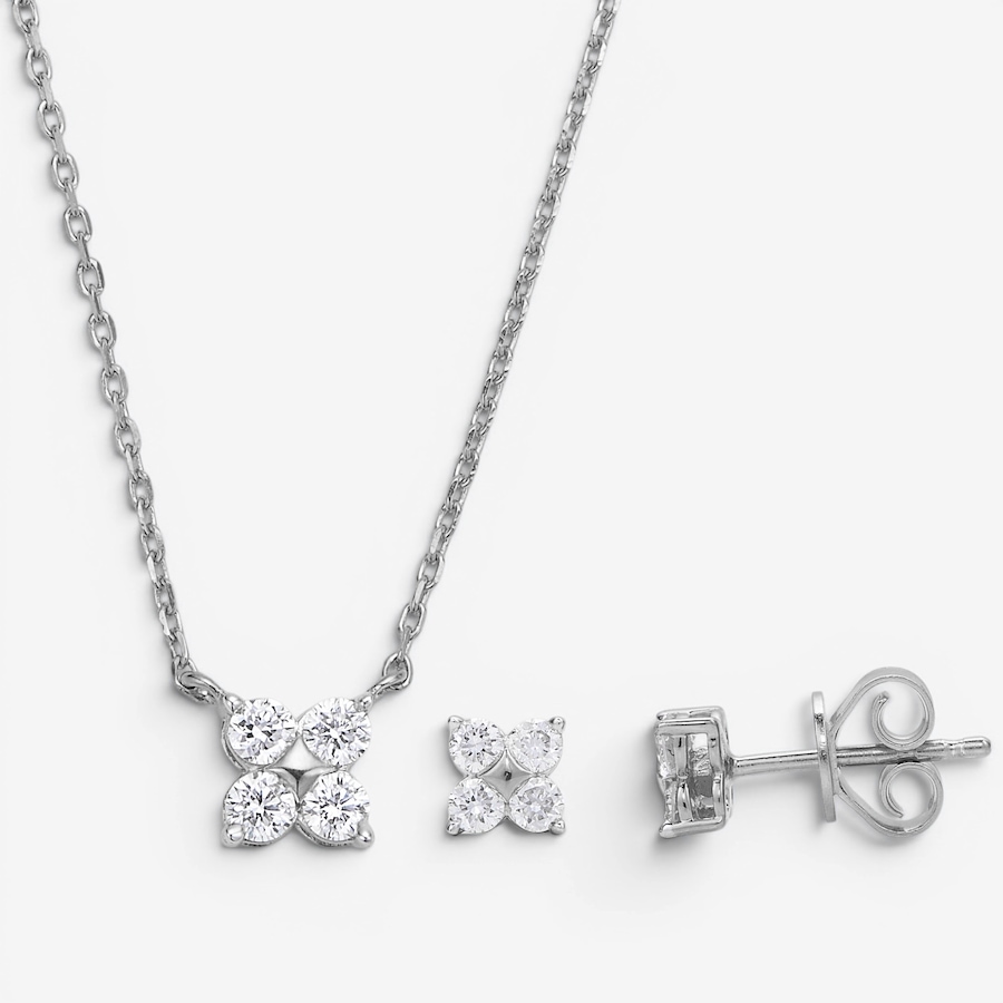 Image 130595_SSIL.jpg, Product 130-595 / Price $349.99, EVERA Diamonds Sterling Silver 0.65ctw Diamond Earrings and Pendant with Chain from Evera Diamonds on TSC.ca's Jewellery department