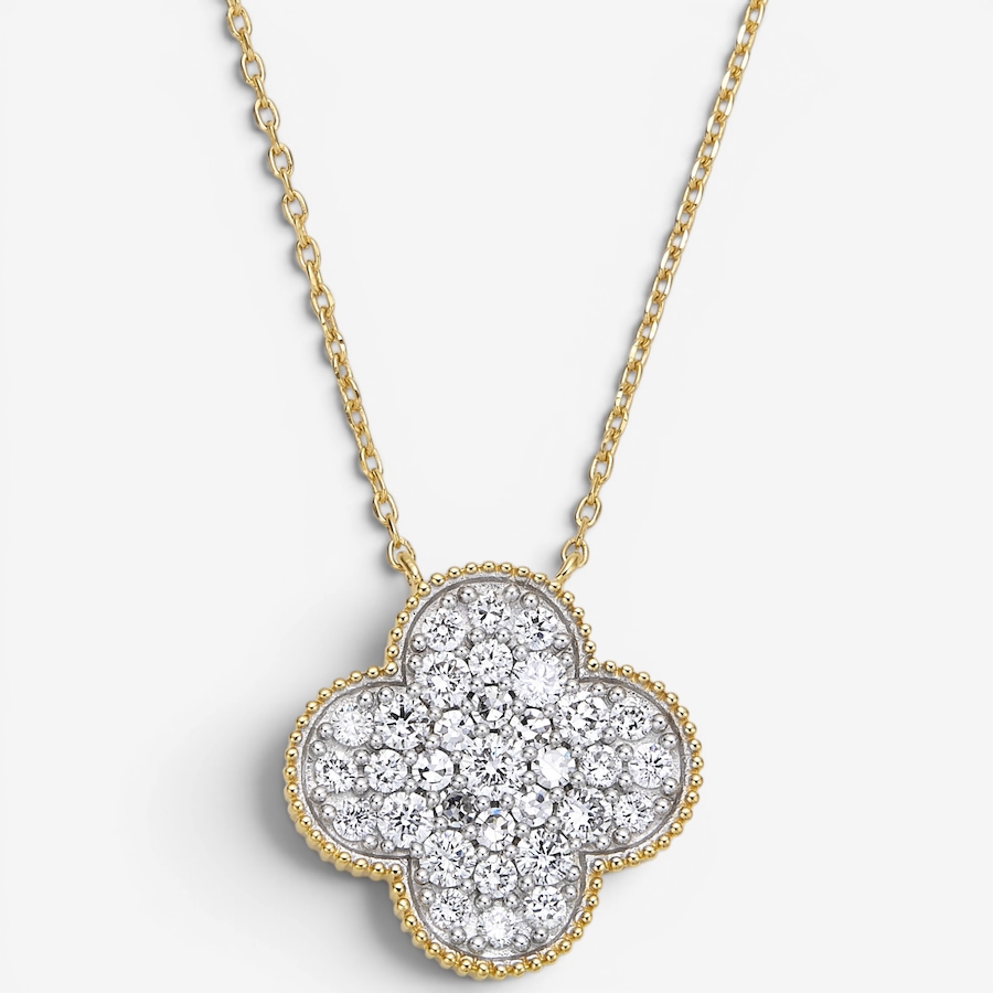Image 130598_YGP.jpg, Product 130-598 / Price $379.99, EVERA Diamonds Sterling Silver 1.25ctw Diamond Clover Pendant with Chain from Evera Diamonds on TSC.ca's Jewellery department