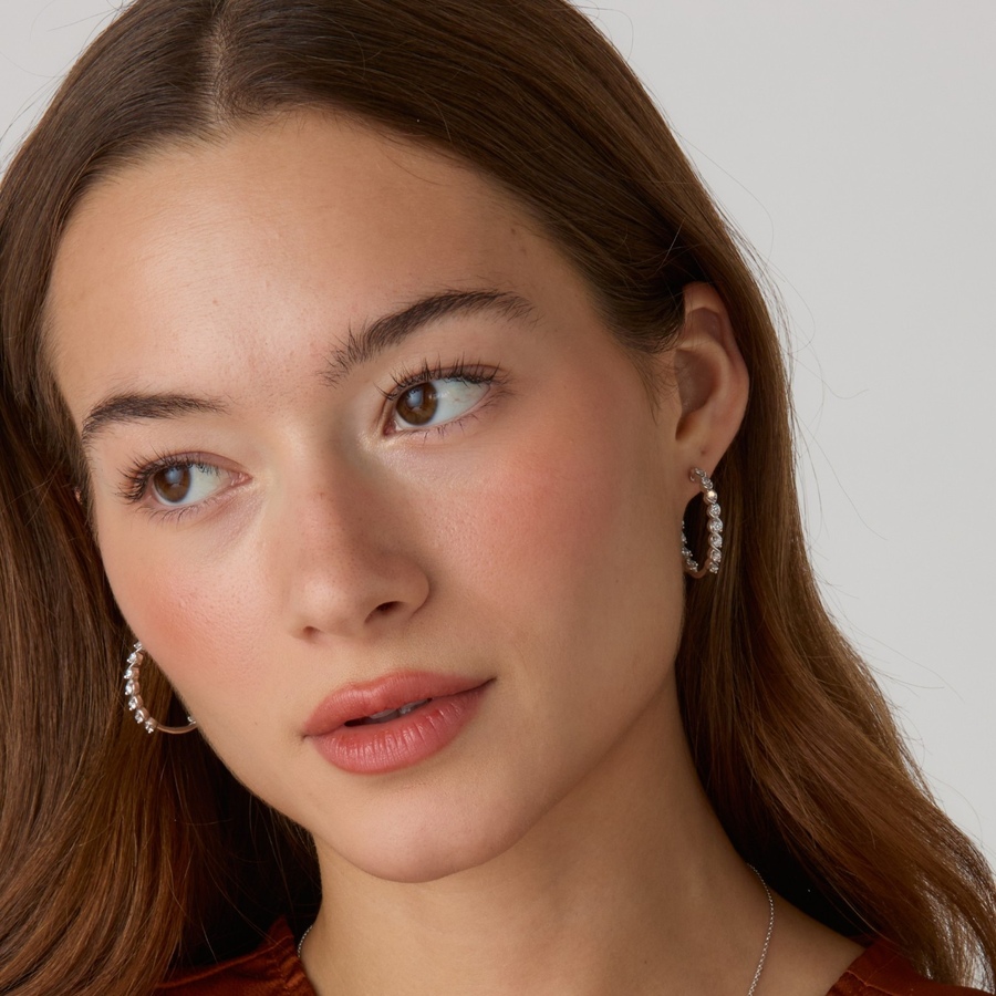 Image 130601_ALTMORE203.jpg, Product 130-601 / Price $429.99, EVERA Diamonds Sterling Silver 1.00ctw Diamond Hoop Earrings from Evera Diamonds on TSC.ca's Jewellery department