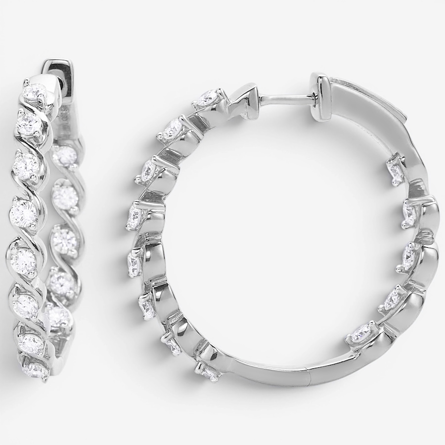 Image 130601_SSIL.jpg, Product 130-601 / Price $369.99, EVERA Diamonds Sterling Silver 1.00ctw Diamond Hoop Earrings from Evera Diamonds on TSC.ca's Jewellery department