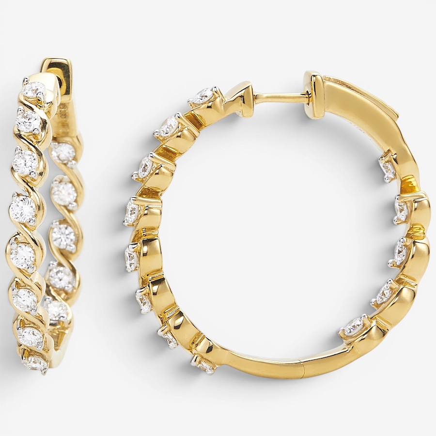 Image 130601_YGP.jpg, Product 130-601 / Price $369.99, EVERA Diamonds Sterling Silver 1.00ctw Diamond Hoop Earrings from Evera Diamonds on TSC.ca's Jewellery department