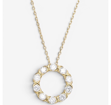 EVERA Diamonds Sterling Silver 0.80ctw Diamond Circle Pendant Necklace