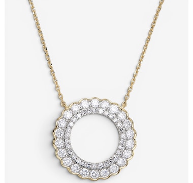 EVERA Diamonds Sterling Silver 1.25ctw Diamond Circle Pendant Necklace