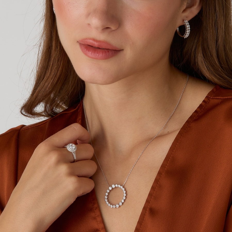 Image 130618_ALTMORE202.jpg, Product 130-618 / Price $349.99,  EVERA Diamonds Sterling Silver 1.00ctw Diamond Cirle Pendant Necklace from Evera Diamonds on TSC.ca's Jewellery department