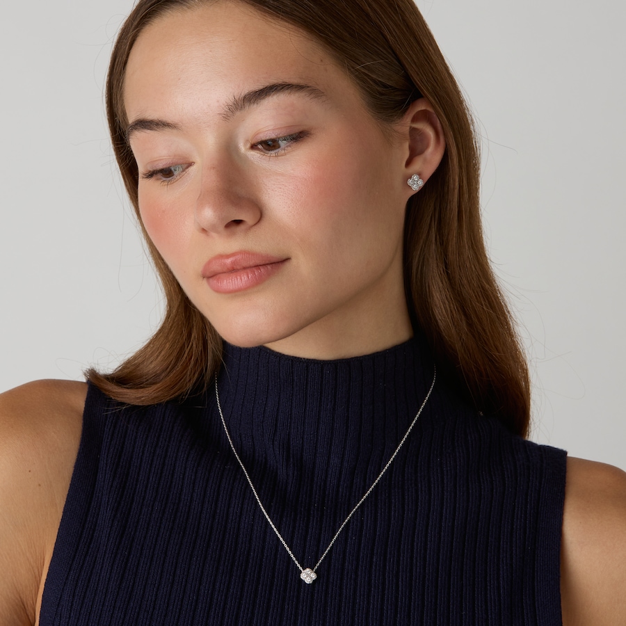 Image 130640_ALTMORE201.jpg, Product 130-640 / Price $349.99, EVERA Diamonds Sterling Silver 0.50ctw Diamond Clover Pendant with Chain & Earring Set from Evera Diamonds on TSC.ca's Jewellery department