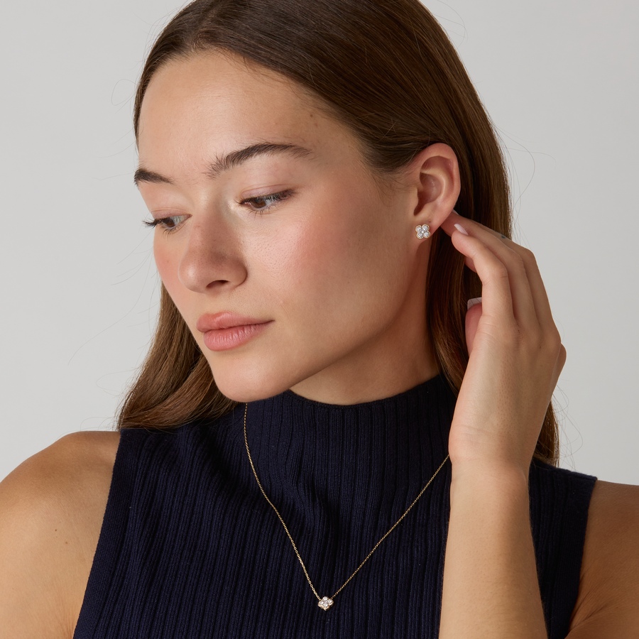 Image 130640_ALTMORE202.jpg, Product 130-640 / Price $349.99, EVERA Diamonds Sterling Silver 0.50ctw Diamond Clover Pendant with Chain & Earring Set from Evera Diamonds on TSC.ca's Jewellery department
