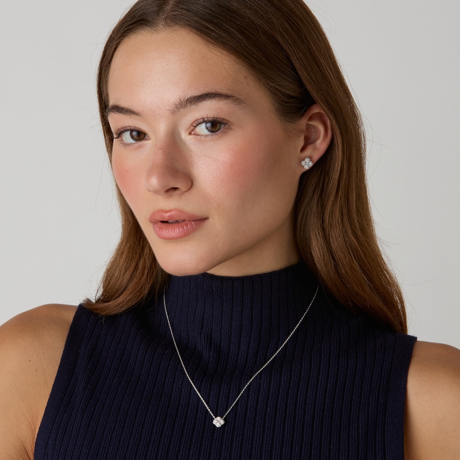 Image 130640_ALTMORE203.jpg, Product 130-640 / Price $349.99, EVERA Diamonds Sterling Silver 0.50ctw Diamond Clover Pendant with Chain & Earring Set from Evera Diamonds on TSC.ca's Jewellery department