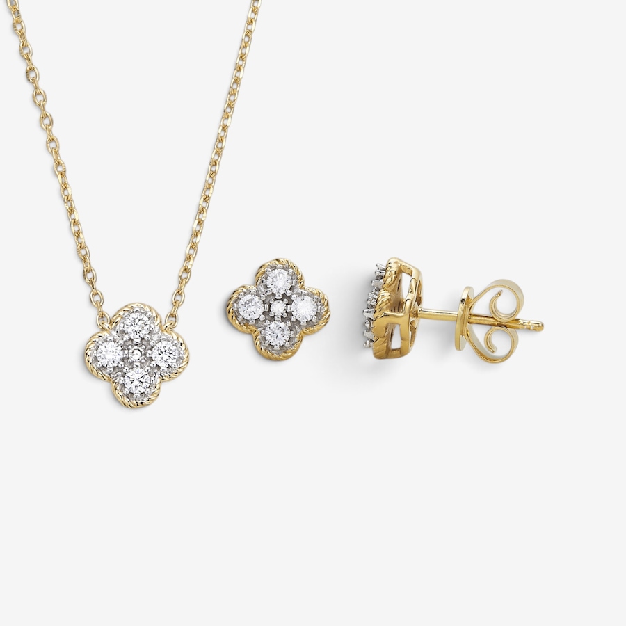 Image 130640_YGP.jpg, Product 130-640 / Price $349.99, EVERA Diamonds Sterling Silver 0.50ctw Diamond Clover Pendant with Chain & Earring Set from Evera Diamonds on TSC.ca's Jewellery department
