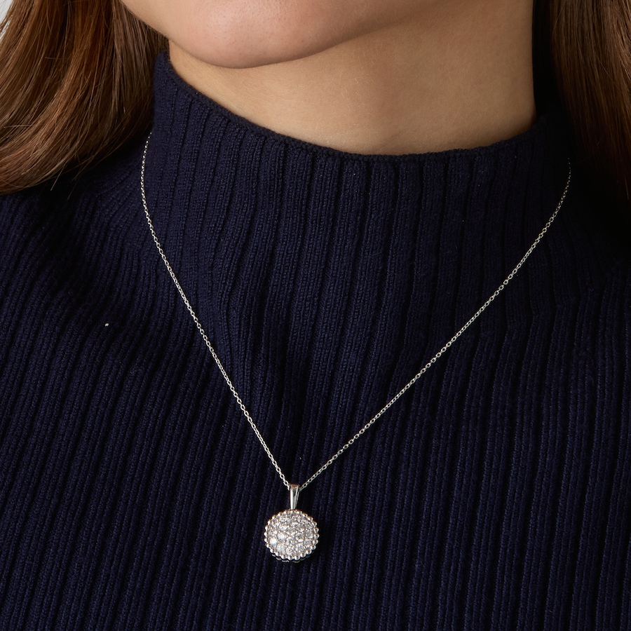 Image 130641_ALTMORE202.jpg, Product 130-641 / Price $599.99, EVERA Diamonds Sterling Silver Rhodium Plate 2.50ctw Diamond Cluster Pendant with Chain & Earring Set from Evera Diamonds on TSC.ca's Jewellery department