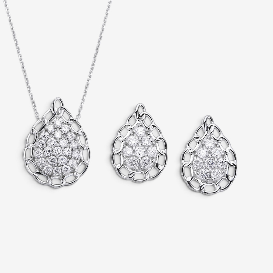 Image 130642.jpg, Product 130-642 / Price $599.99, EVERA Diamonds Sterling Silver Rhodium Plate 2.00ctw Pear Shape Diamond Pendant with Chain & Earring Set from Evera Diamonds on TSC.ca's Jewellery department