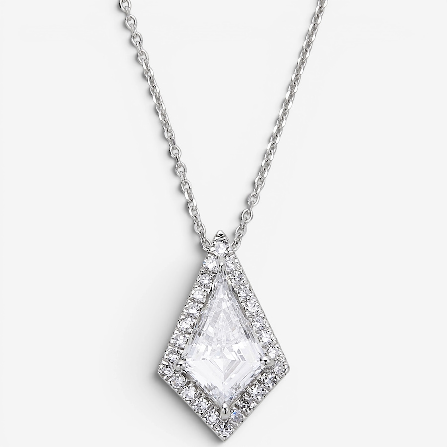 Image 130649.jpg, Product 130-649 / Price $3,299.99, EVERA Diamonds Fancy Cut 14K White Gold 2.25ctw Kite Shape Diamond Halo Pendant with Chain from Evera Diamonds on TSC.ca's Jewellery department