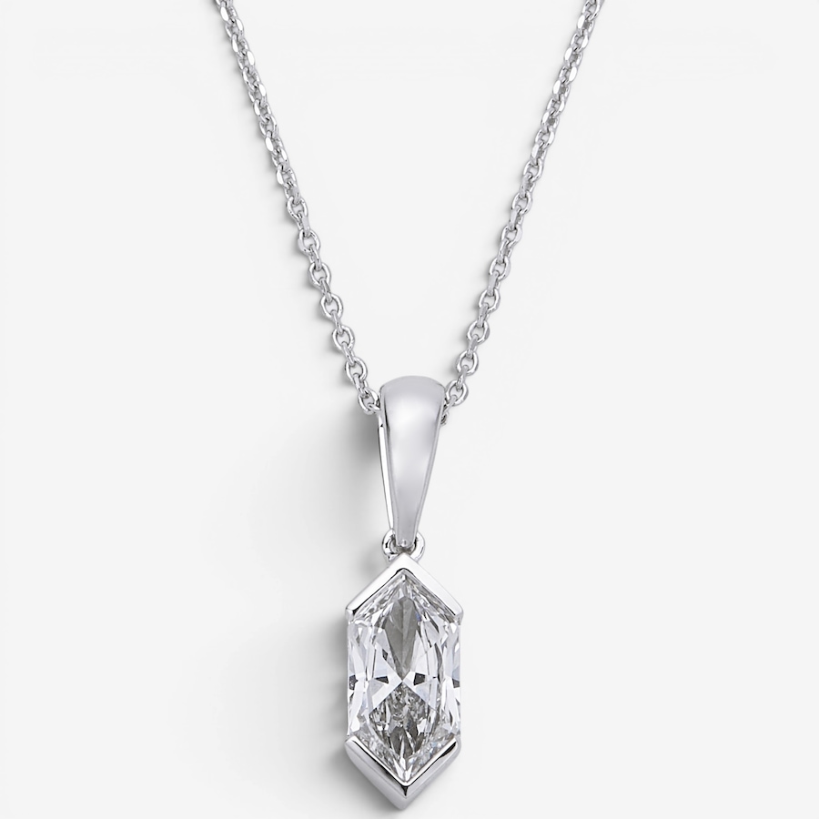 Image 130650.jpg, Product 130-650 / Price $1,599.99, EVERA Diamonds Fancy Cut 14K White Gold 1.00ctw Elongated Hexagon Diamond Pendant with Chain from Evera Diamonds on TSC.ca's Jewellery department