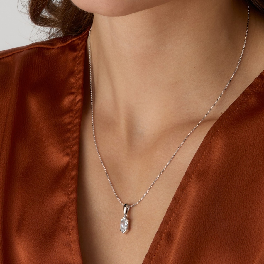 Image 130650_ALTMORE202.jpg, Product 130-650 / Price $1,899.99, EVERA Diamonds Fancy Cut 14K White Gold 1.00ctw Elongated Hexagon Diamond Pendant with Chain from Evera Diamonds on TSC.ca's Jewellery department