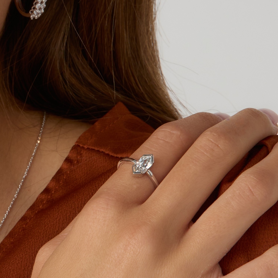 Image 130651_ALTMORE201.jpg, Product 130-651 / Price $2,399.99, EVERA Diamonds Fancy Cut 14K White Gold 1.00ctw Elongated Hexagon Diamond Ring from Evera Diamonds on TSC.ca's Jewellery department