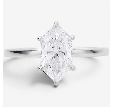 EVERA Diamonds Fancy Cut 14K White Gold 2.00ctw Elongated Hexagon Shape Diamond Ring