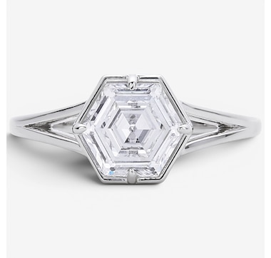 EVERA Diamonds Fancy Cut 14K White Gold 2.00ctw Hexagon Diamond Ring