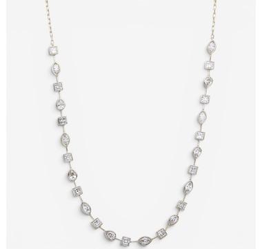 EVERA Diamonds 14K Gold 5.00ctw Bezel Set Multi-Shape Diamond Station Necklace