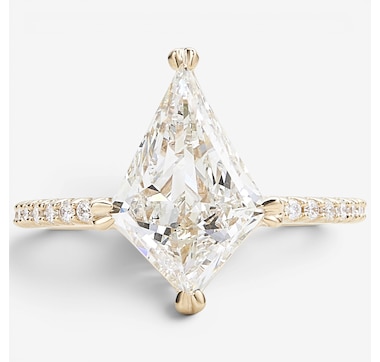 EVERA Diamonds Fancy Cut 14K Yellow Gold 3.00ctw Kite Shape Solitaire Diamond Ring