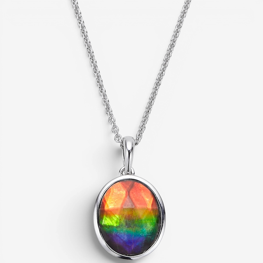Image 130688_RHOVL.jpg, Product 130-688 / Price $649.99, Canadian Ammolite Gems Sterling Silver Ammolite Maple Leaf Cut Out Pendant With Chain from Canadian Ammolite Gems on TSC.ca's Jewellery department