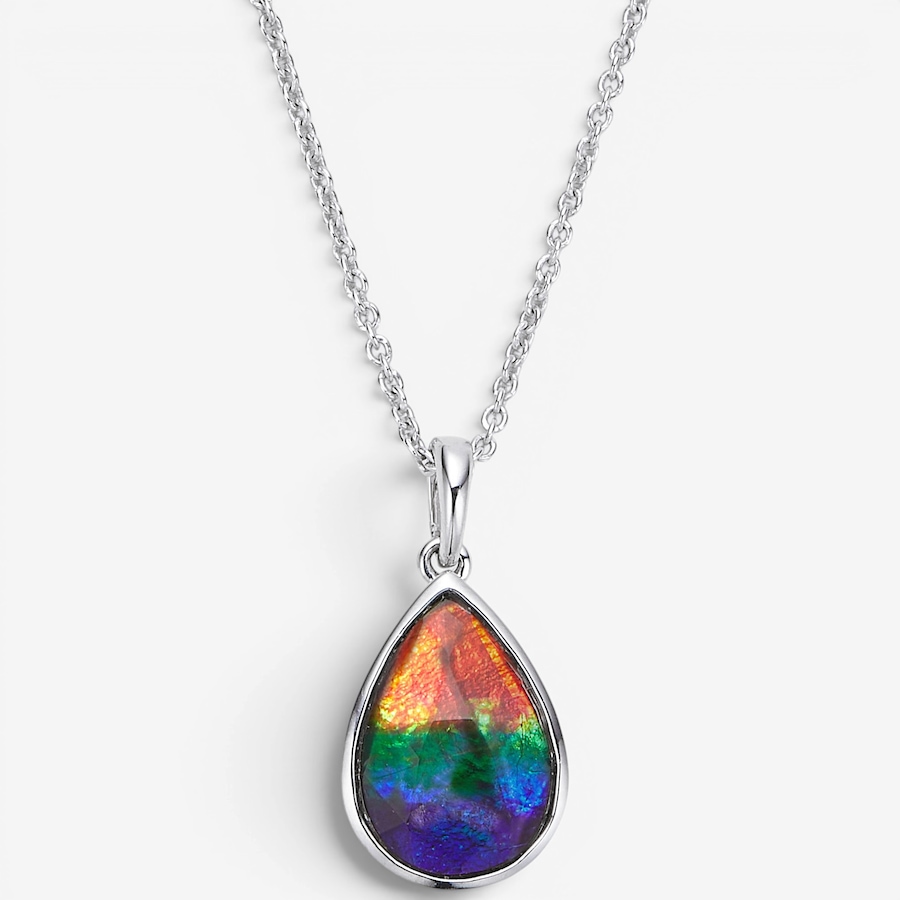 Image 130688_RHTD.jpg, Product 130-688 / Price $649.99, Canadian Ammolite Gems Sterling Silver Ammolite Maple Leaf Cut Out Pendant With Chain from Canadian Ammolite Gems on TSC.ca's Jewellery department