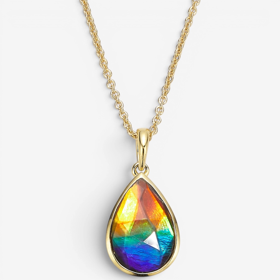 Image 130688_YGTD.jpg, Product 130-688 / Price $649.99, Canadian Ammolite Gems Sterling Silver Ammolite Maple Leaf Cut Out Pendant With Chain from Canadian Ammolite Gems on TSC.ca's Jewellery department