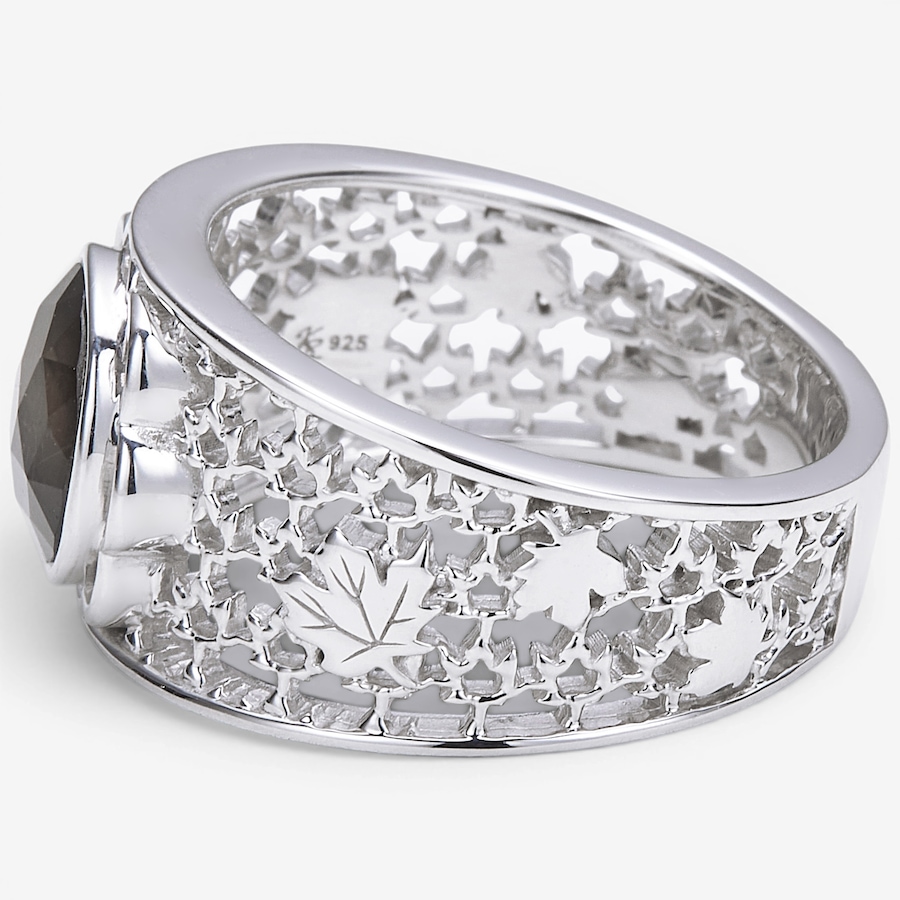 Image 130694_ALTMORE1.jpg, Product 130-694 / Price $629.99, Canadian Ammolite Gems Sterling Silver Round Ammolite Maple Leaf Scroll Thick Band Ring from Canadian Ammolite Gems on TSC.ca's Jewellery department