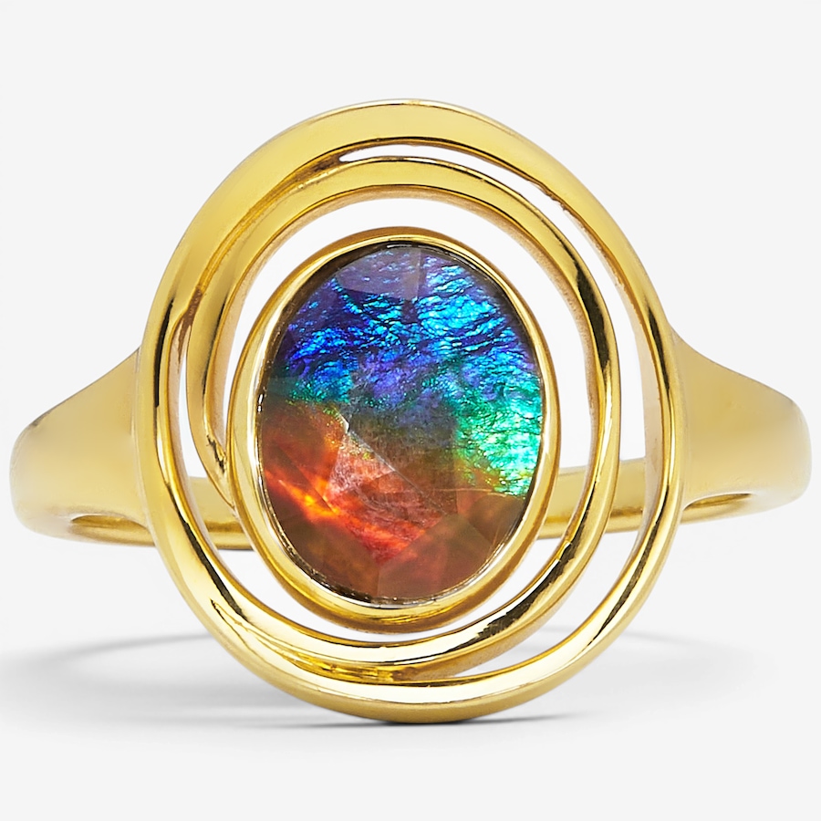 Image 130697_YGP.jpg, Product 130-697 / Price $399.99, Canadian Ammolite Gems Sterling Silver Oval Ammolite Concentric Ring from Canadian Ammolite Gems on TSC.ca's Jewellery department