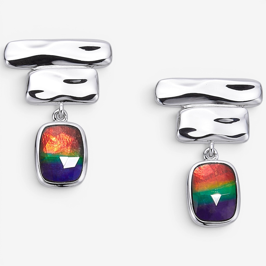 Image 130707_RHOP.jpg, Product 130-707 / Price $599.99, Canadian Ammolite Gems Sterling Silver Ammolite Inukshuk Earrings from Canadian Ammolite Gems on TSC.ca's Jewellery department