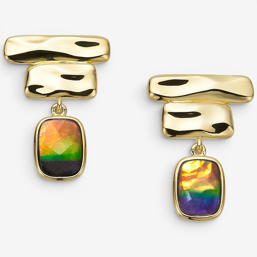 Image 130707_YGP.jpg, Product 130-707 / Price $599.99, Canadian Ammolite Gems Sterling Silver Ammolite Inukshuk Earrings from Canadian Ammolite Gems on TSC.ca's Jewellery department