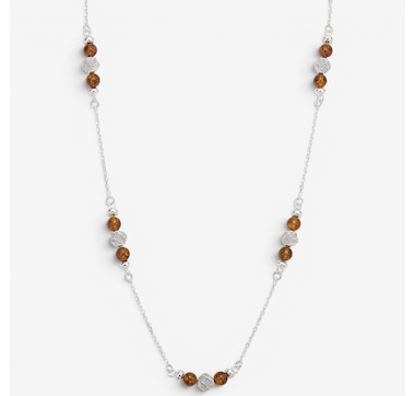 Amber Extraordinaire Sterling Silver Amber Station Necklace