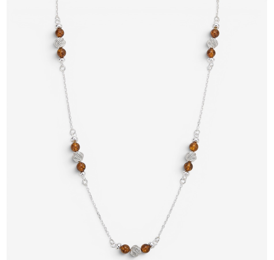 Image 130727_COGSS.jpg, Product 130-727 / Price $159.99, Amber Extraordinaire Sterling Silver Amber Station Necklace from Amber Extraordinaire on TSC.ca's Jewellery department