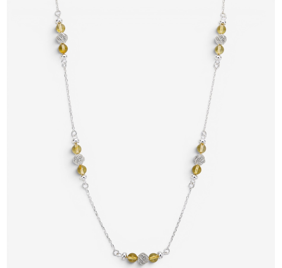 Image 130727_LEMSS.jpg, Product 130-727 / Price $159.99, Amber Extraordinaire Sterling Silver Amber Station Necklace from Amber Extraordinaire on TSC.ca's Jewellery department