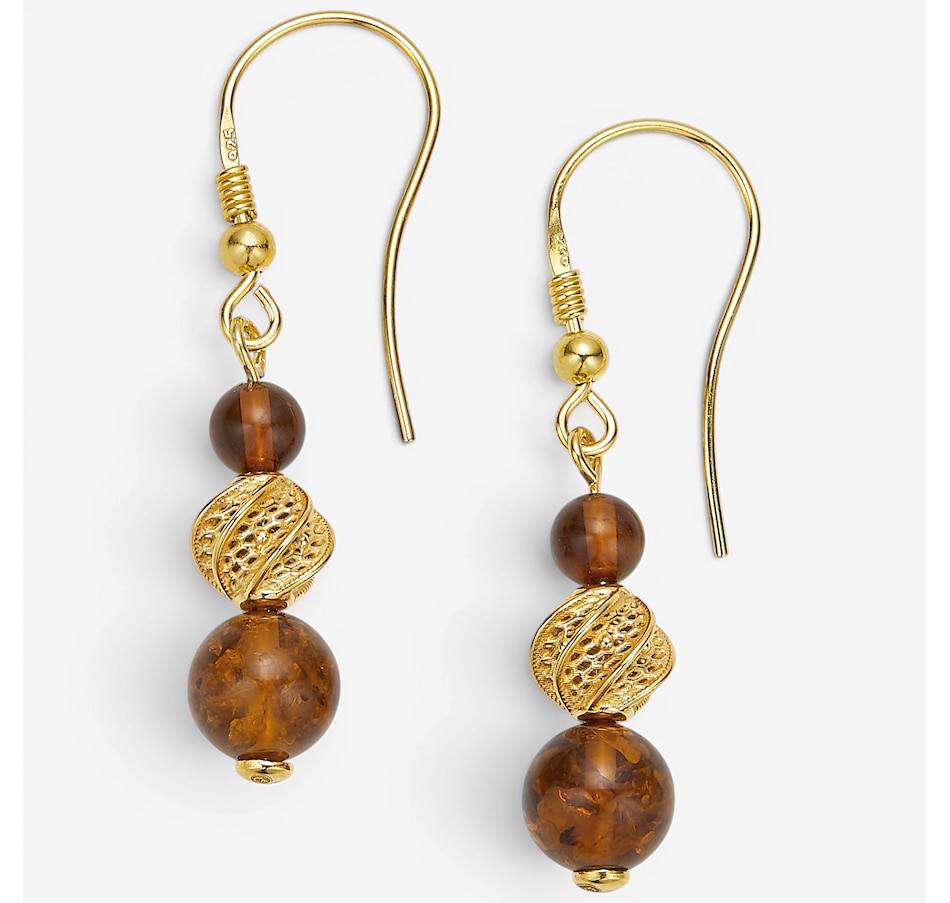 Image 130728_COGGP.jpg, Product 130-728 / Price $59.99, Amber Extraordinaire Sterling Silver Drop Shape Amber Earrings from Amber Extraordinaire on TSC.ca's Jewellery department