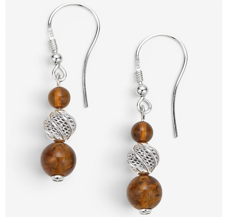 Image 130728_COGSS.jpg, Product 130-728 / Price $59.99, Amber Extraordinaire Sterling Silver Drop Shape Amber Earrings from Amber Extraordinaire on TSC.ca's Jewellery department