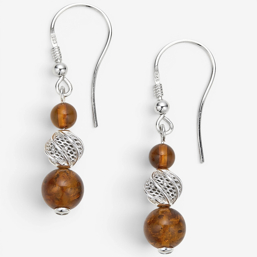 Image 130728_COGSS.jpg, Product 130-728 / Price $69.99, Amber Extraordinaire Sterling Silver Drop Shape Amber Earrings from Amber Extraordinaire on TSC.ca's Jewellery department