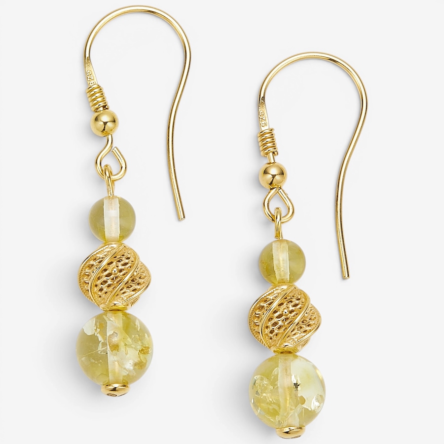 Image 130728_LEMGP.jpg, Product 130-728 / Price $69.99, Amber Extraordinaire Sterling Silver Drop Shape Amber Earrings from Amber Extraordinaire on TSC.ca's Jewellery department