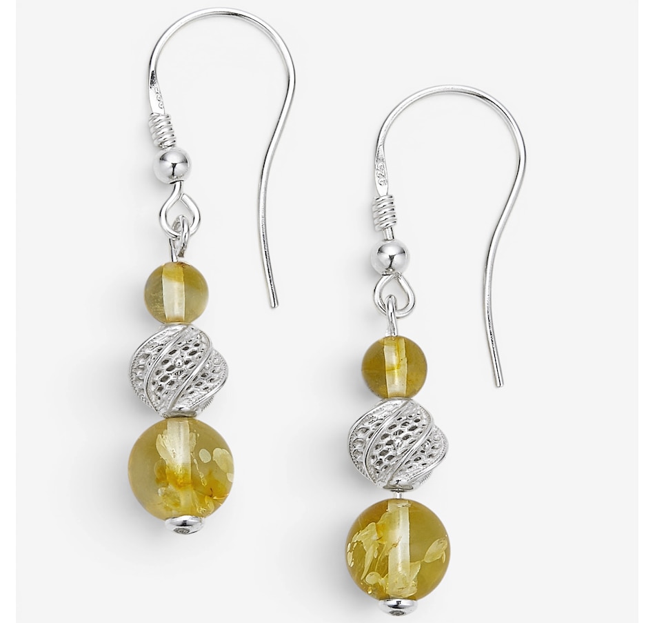 Image 130728_LEMSS.jpg, Product 130-728 / Price $59.99, Amber Extraordinaire Sterling Silver Drop Shape Amber Earrings from Amber Extraordinaire on TSC.ca's Jewellery department