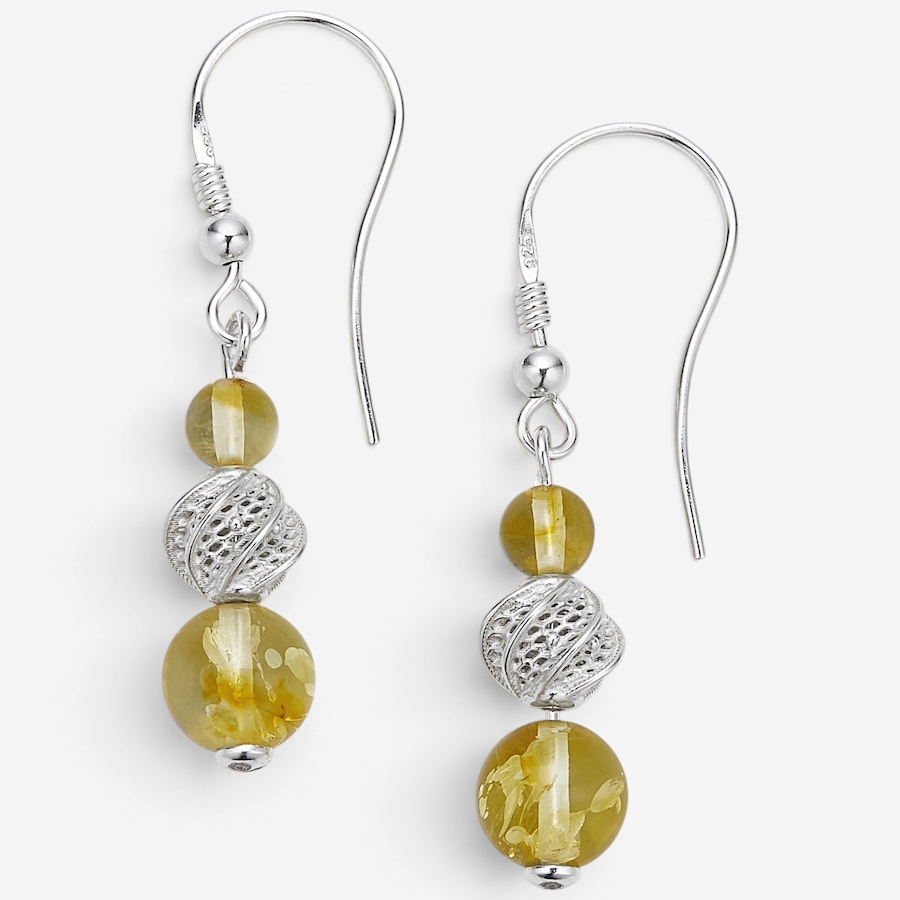 Image 130728_LEMSS.jpg, Product 130-728 / Price $69.99, Amber Extraordinaire Sterling Silver Drop Shape Amber Earrings from Amber Extraordinaire on TSC.ca's Jewellery department