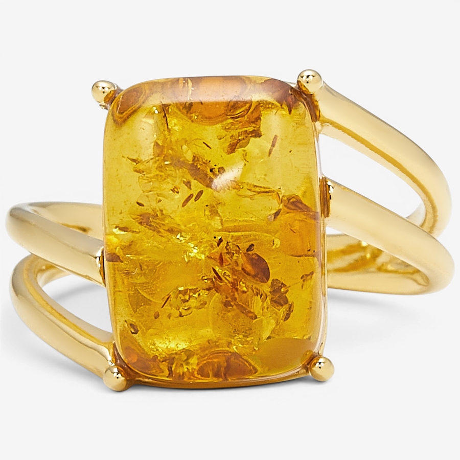Image 130729_COGGP.jpg, Product 130-729 / Price $69.99, Amber Extraordinaire Sterling Silver Rectangle Cut Amber Ring from Amber Extraordinaire on TSC.ca's Jewellery department