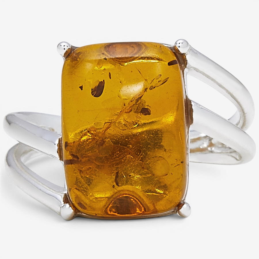 Image 130729_COGSS.jpg, Product 130-729 / Price $69.99, Amber Extraordinaire Sterling Silver Rectangle Cut Amber Ring from Amber Extraordinaire on TSC.ca's Jewellery department