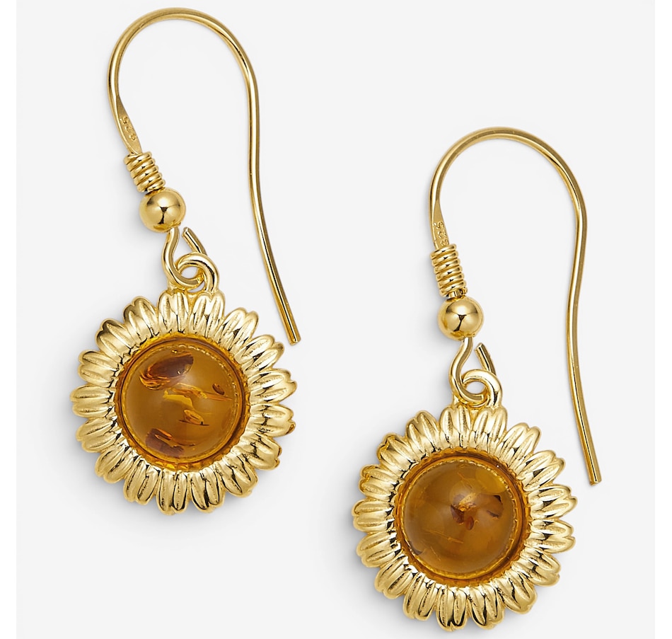 Image 130730.jpg, Product 130-730 / Price $69.99, Amber Extraordinaire Sterling Silver Yellow Gold Plate Amber Earrings from Amber Extraordinaire on TSC.ca's Jewellery department