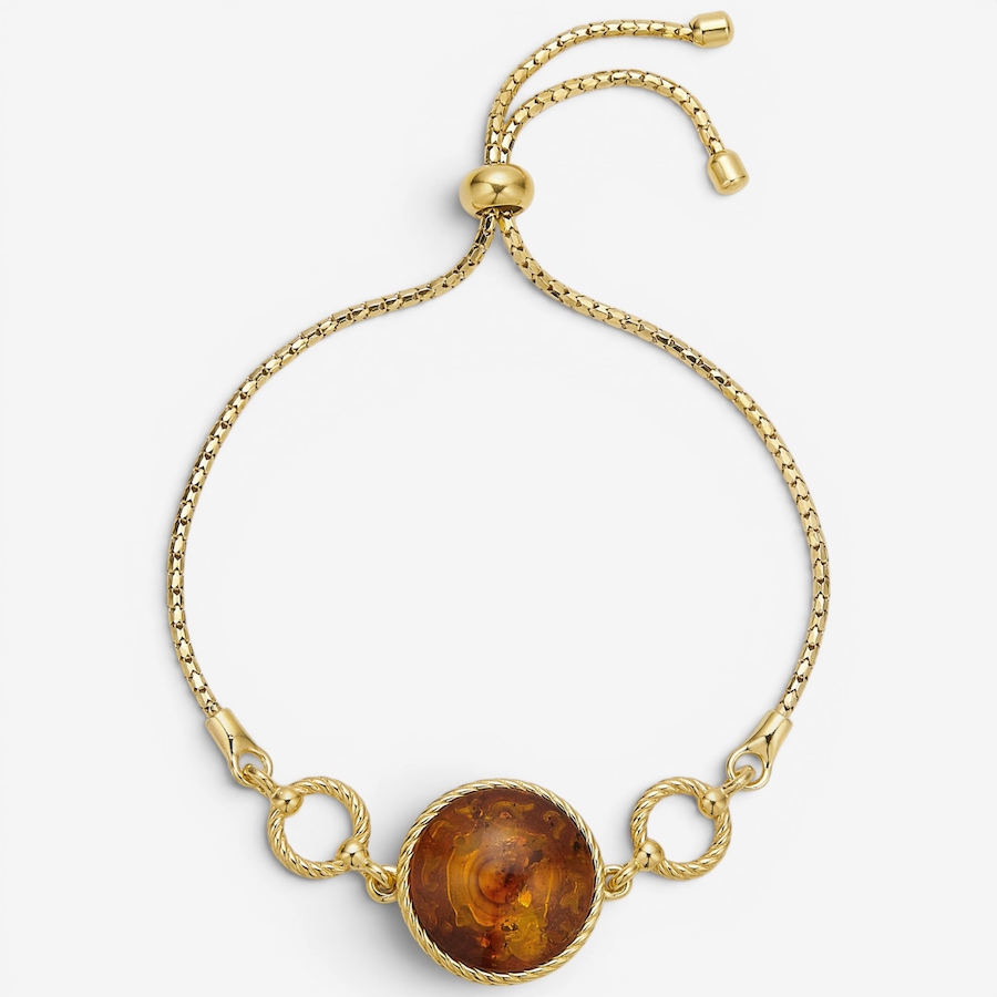 Image 130731.jpg, Product 130-731 / Price $89.99, Amber Extraordinaire Sterling Silver Yellow Gold Plate Cabochon Friendship Bracelet from Amber Extraordinaire on TSC.ca's Jewellery department