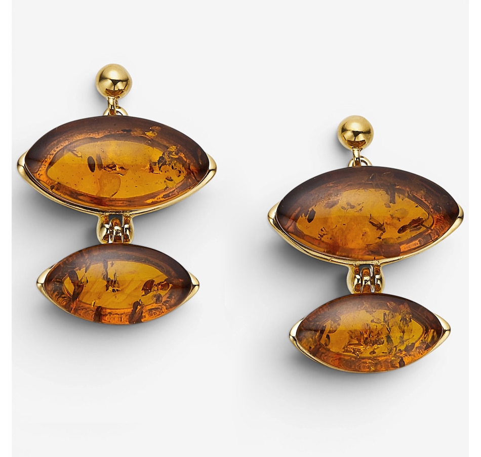 Image 130732_COG.jpg, Product 130-732 / Price $139.99, Amber Extraordinaire Sterling Silver Yellow Gold Plate Amber Earrings from Amber Extraordinaire on TSC.ca's Jewellery department