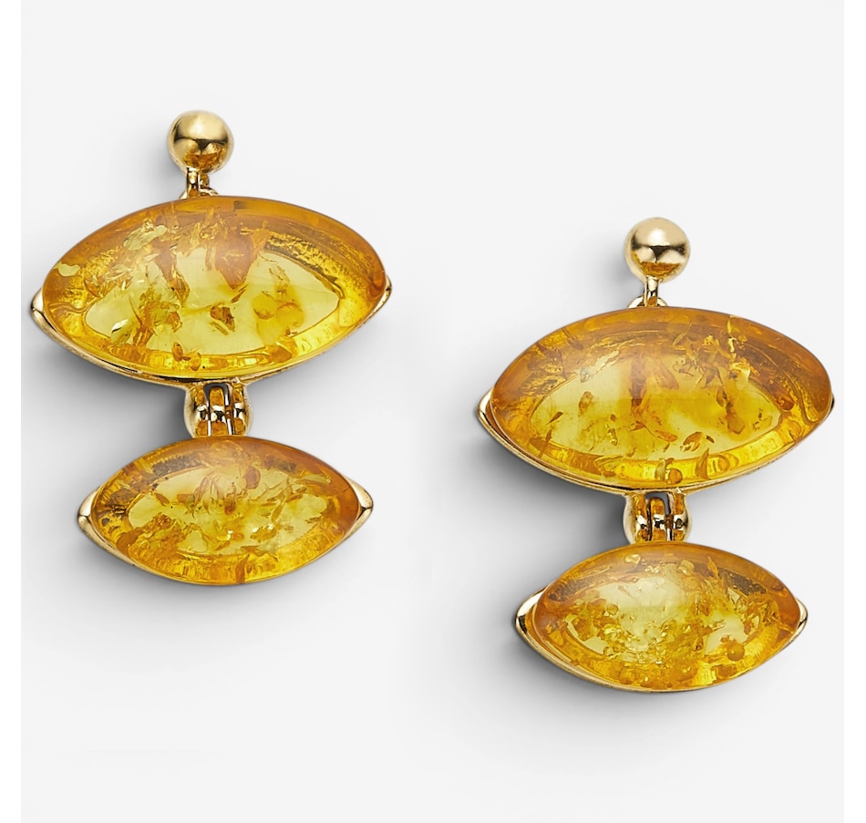 Image 130732_HNY.jpg, Product 130-732 / Price $139.99, Amber Extraordinaire Sterling Silver Yellow Gold Plate Amber Earrings from Amber Extraordinaire on TSC.ca's Jewellery department