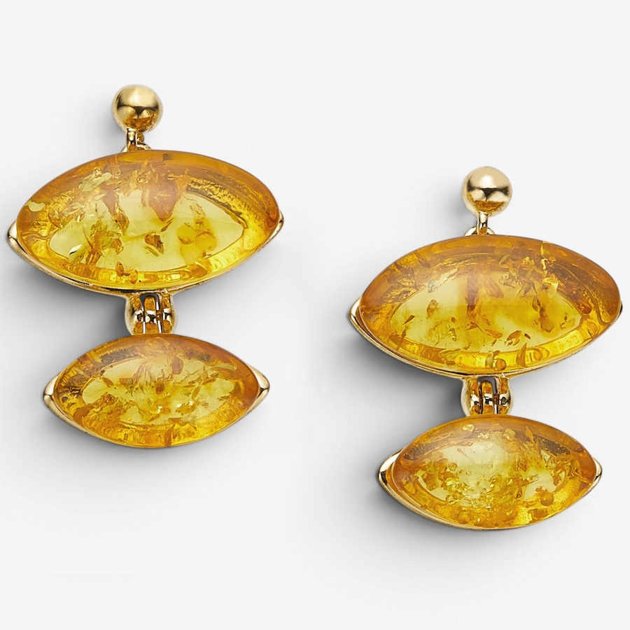 Image 130732_HNY.jpg, Product 130-732 / Price $139.99,  Amber Extraordinaire Sterling Silver Yellow Gold Plate Amber Earrings from Amber Extraordinaire on TSC.ca's Jewellery department