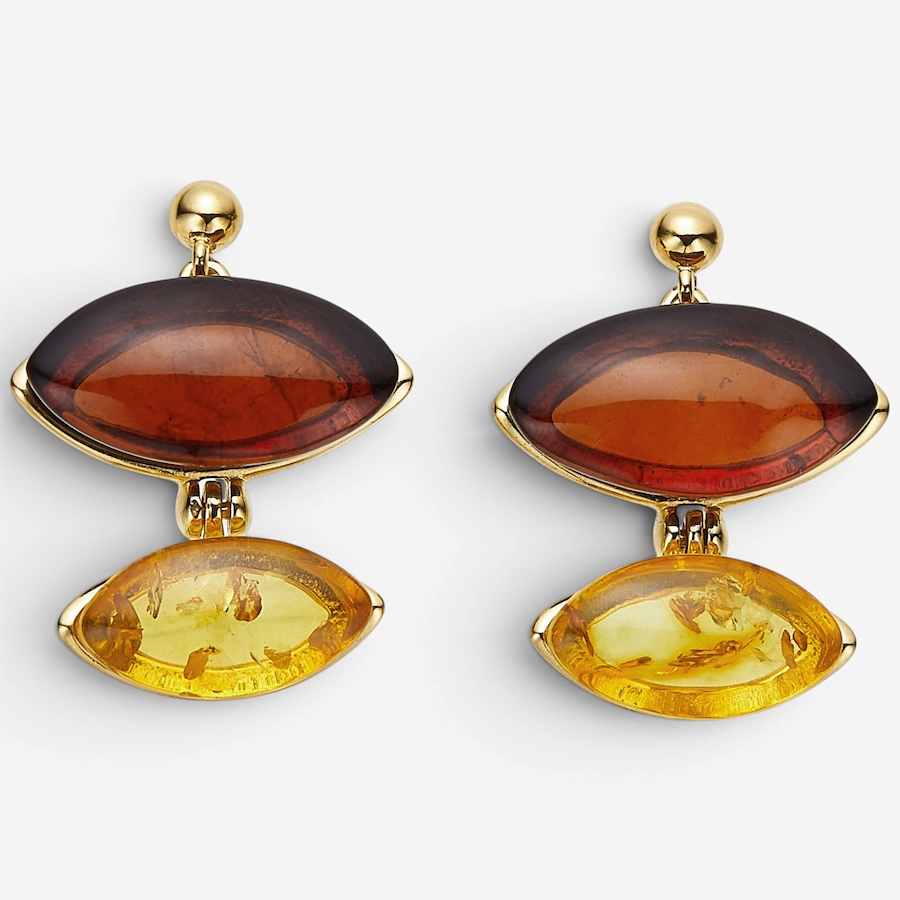 Image 130732_MTCHY.jpg, Product 130-732 / Price $139.99,  Amber Extraordinaire Sterling Silver Yellow Gold Plate Amber Earrings from Amber Extraordinaire on TSC.ca's Jewellery department