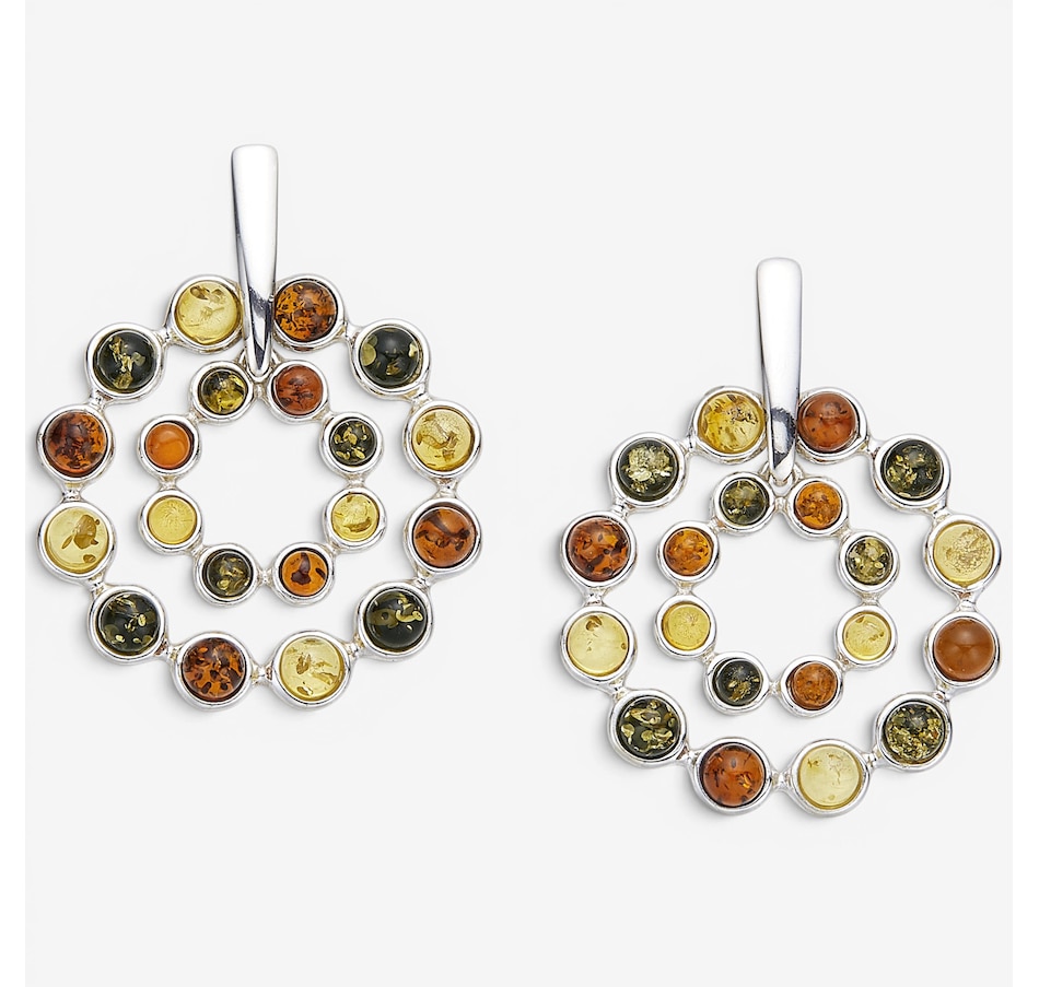 Image 130733_MUGR.jpg, Product 130-733 / Price $139.99, Amber Extraordinaire Sterling Silver Double Hoop Amber Earrings from Amber Extraordinaire on TSC.ca's Jewellery department