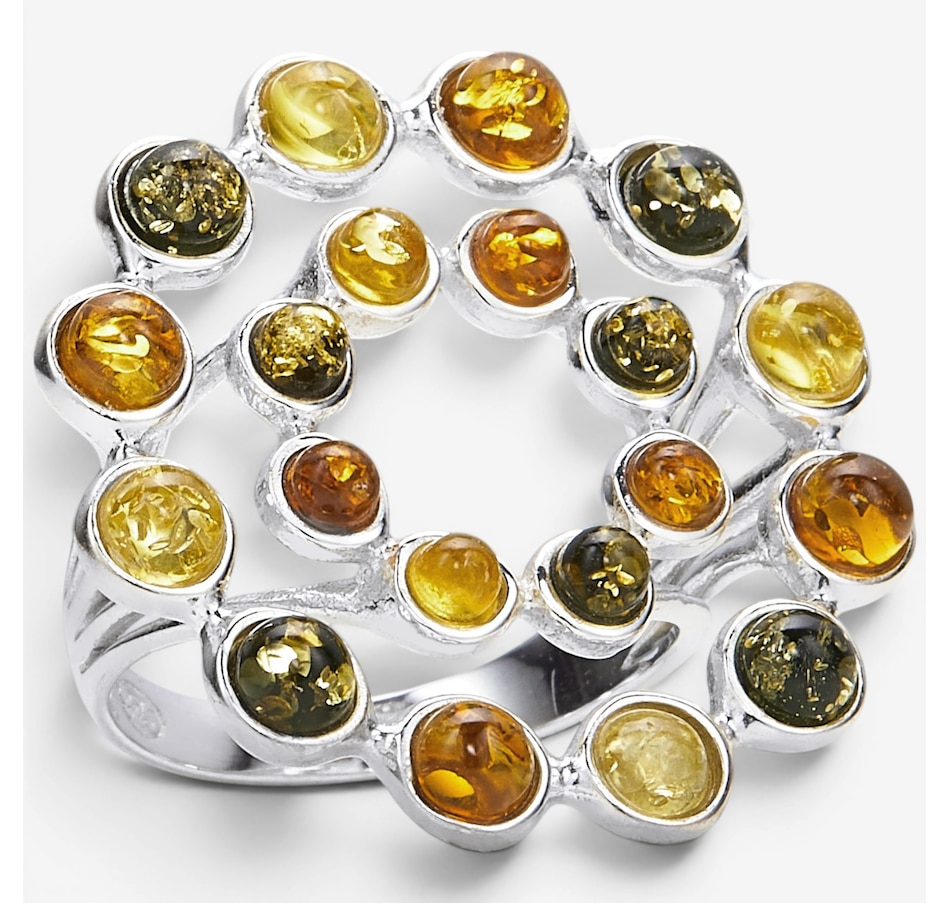 Image 130734_MUGR.jpg, Product 130-734 / Price $99.99, Amber Extraordinaire Sterling Silver Double Circle Amber Ring from Amber Extraordinaire on TSC.ca's Jewellery department